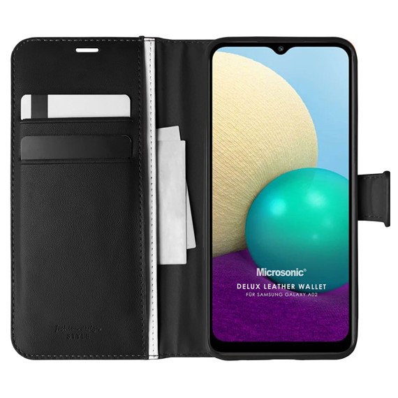 Microsonic Samsung Galaxy A02 Kılıf Delux Leather Wallet Siyah 1