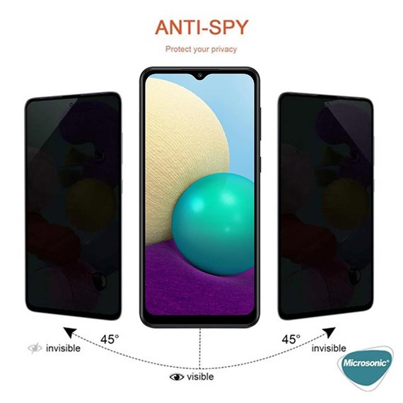 Microsonic Samsung Galaxy A02 Privacy 5D Gizlilik Filtreli Cam Ekran Koruyucu Siyah 2