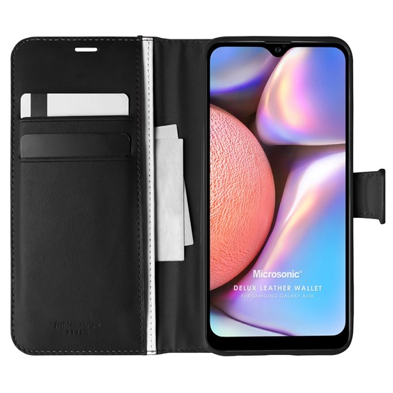 Microsonic Samsung Galaxy A10s Kılıf Delux Leather Wallet Siyah 1