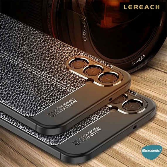 Microsonic Samsung Galaxy A24 Kılıf Deri Dokulu Silikon Lacivert 3