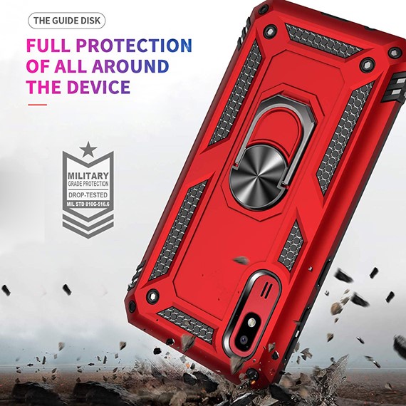 Microsonic Samsung Galaxy A2 Core Kılıf Military Ring Holder Kırmızı 3
