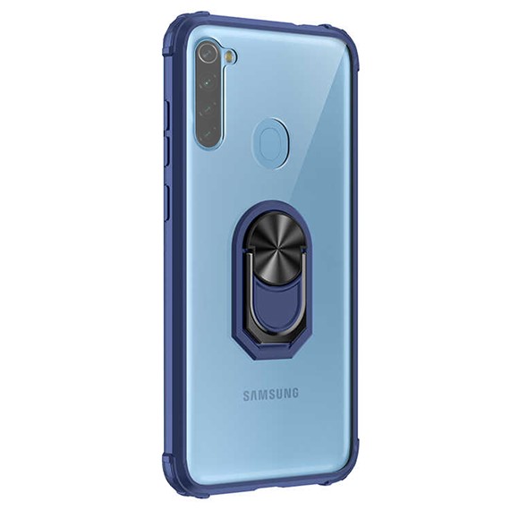 Microsonic Samsung Galaxy A21 Kılıf Grande Clear Ring Holder Lacivert 2
