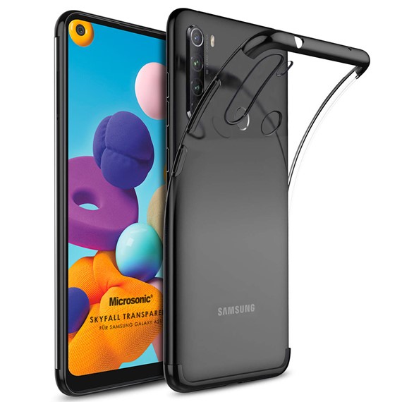 Microsonic Samsung Galaxy A21 Kılıf Skyfall Transparent Clear Siyah 1