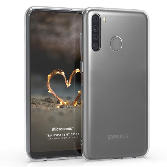 Microsonic Samsung Galaxy A21 Kılıf Transparent Soft Beyaz 1