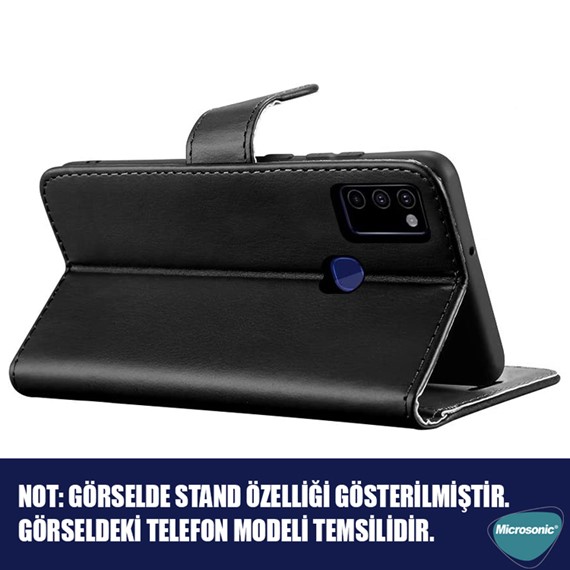 Microsonic Samsung Galaxy M32 4G Kılıf Delux Leather Wallet Siyah 4