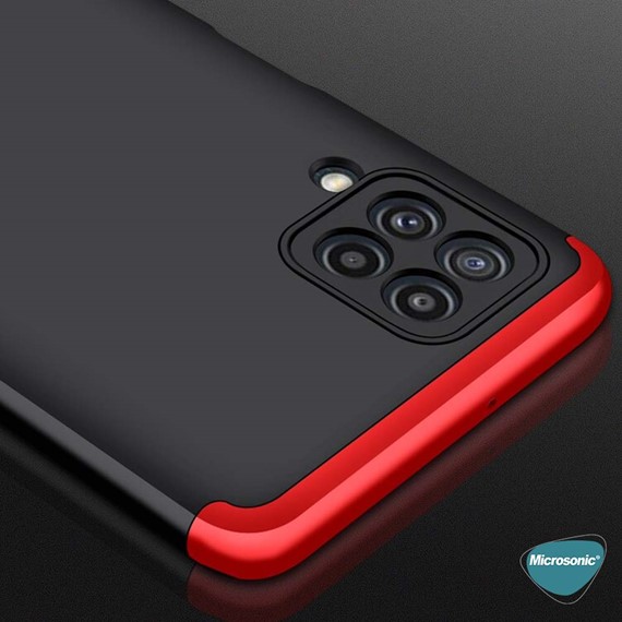 Microsonic Samsung Galaxy M32 4G Kılıf Double Dip 360 Protective Siyah Kırmızı 6