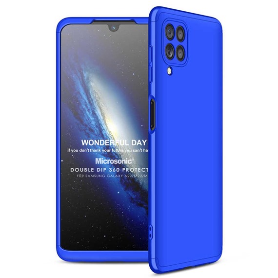 Microsonic Samsung Galaxy M32 4G Kılıf Double Dip 360 Protective Mavi 1