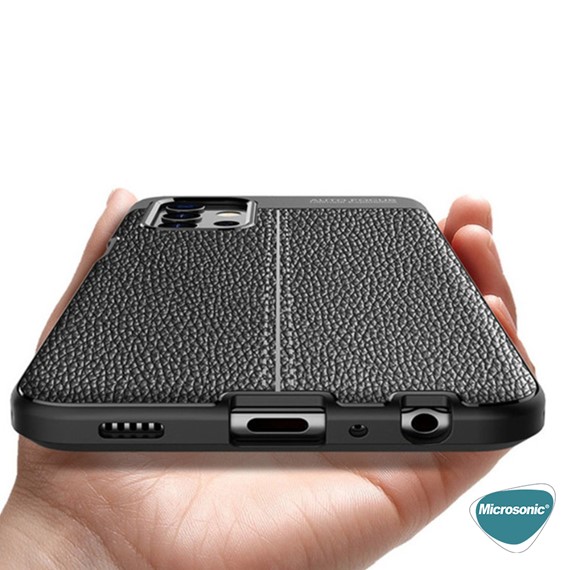 Microsonic Samsung Galaxy A32 5G Kılıf Deri Dokulu Silikon Lacivert 7