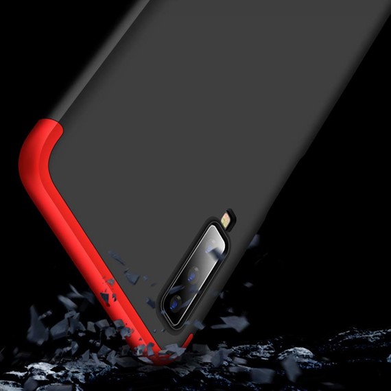 Microsonic Samsung Galaxy A7 2018 Kılıf Double Dip 360 Protective Siyah Kırmızı 5