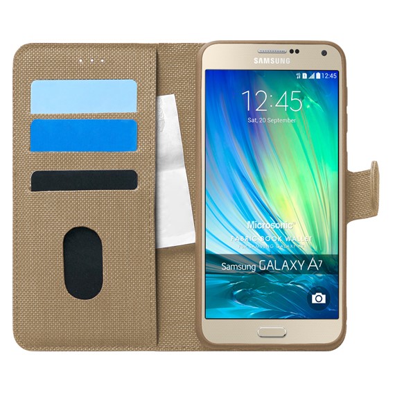 Microsonic Samsung Galaxy A7 Kılıf Fabric Book Wallet Gold 1
