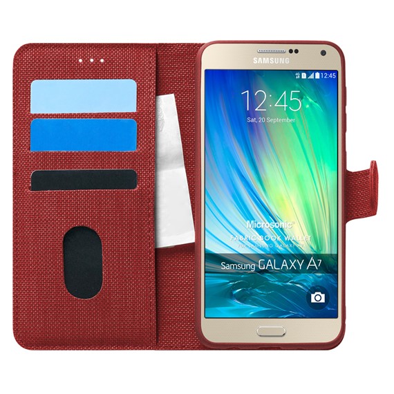 Microsonic Samsung Galaxy A7 Kılıf Fabric Book Wallet Kırmızı 1