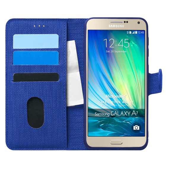 Microsonic Samsung Galaxy A7 Kılıf Fabric Book Wallet Lacivert 1