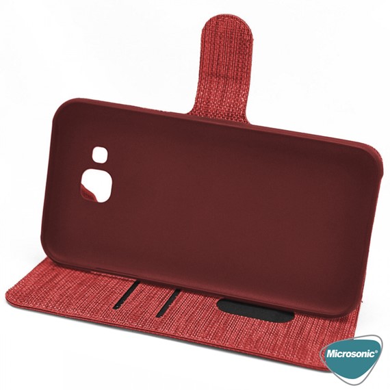 Microsonic Samsung Galaxy A71 Kılıf Fabric Book Wallet Kırmızı 3