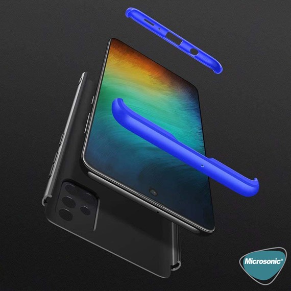 Microsonic Samsung Galaxy A71 Kılıf Double Dip 360 Protective Siyah Mavi 3