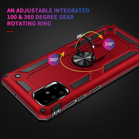 Microsonic Samsung Galaxy A71 Kılıf Military Ring Holder Kırmızı 5