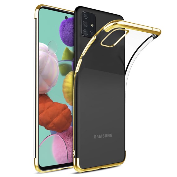 Microsonic Samsung Galaxy A71 Kılıf Skyfall Transparent Clear Gold 1