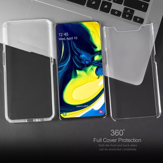Microsonic Samsung Galaxy A80 Kılıf 6 tarafı tam full koruma 360 Clear Soft Şeffaf 2