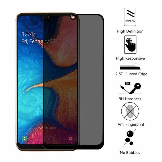 Microsonic Samsung Galaxy A9 2018 Privacy 5D Gizlilik Filtreli Cam Ekran Koruyucu Siyah 5