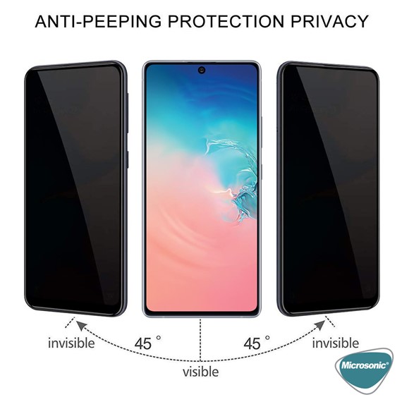 Microsonic Samsung Galaxy A91 Privacy 5D Gizlilik Filtreli Cam Ekran Koruyucu Siyah 2