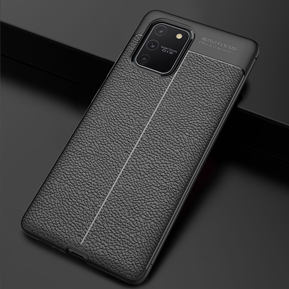 Microsonic Samsung Galaxy A91 S10 Lite Kılıf Deri Dokulu Silikon Siyah 3
