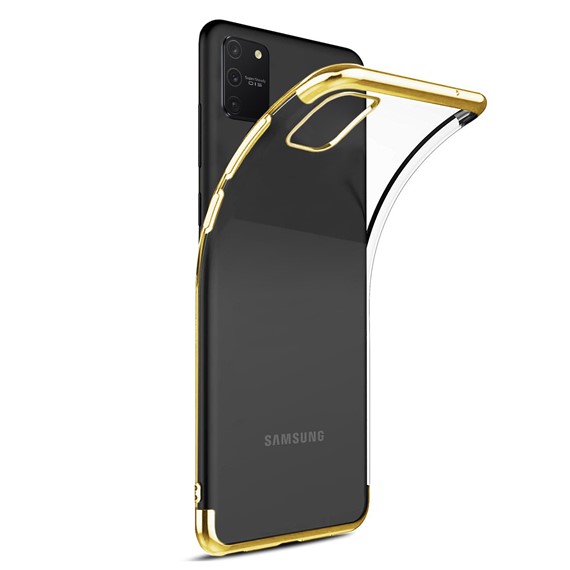 Microsonic Samsung Galaxy A91 Kılıf Skyfall Transparent Clear Gold 2