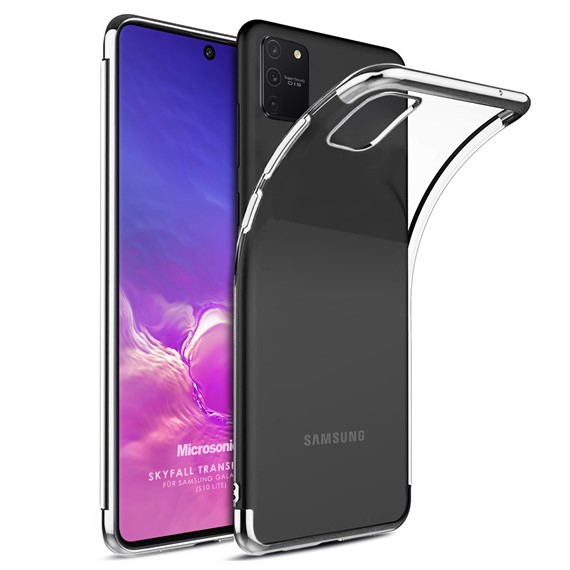 Microsonic Samsung Galaxy A91 Kılıf Skyfall Transparent Clear Gümüş 1