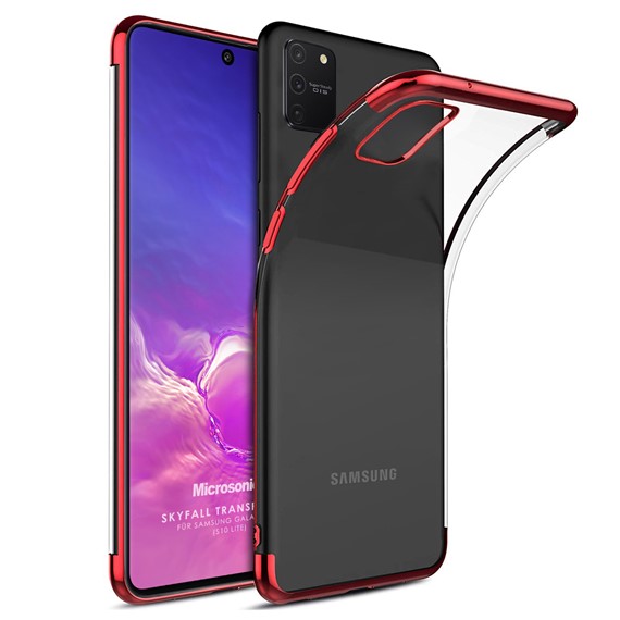 Microsonic Samsung Galaxy A91 Kılıf Skyfall Transparent Clear Kırmızı 1