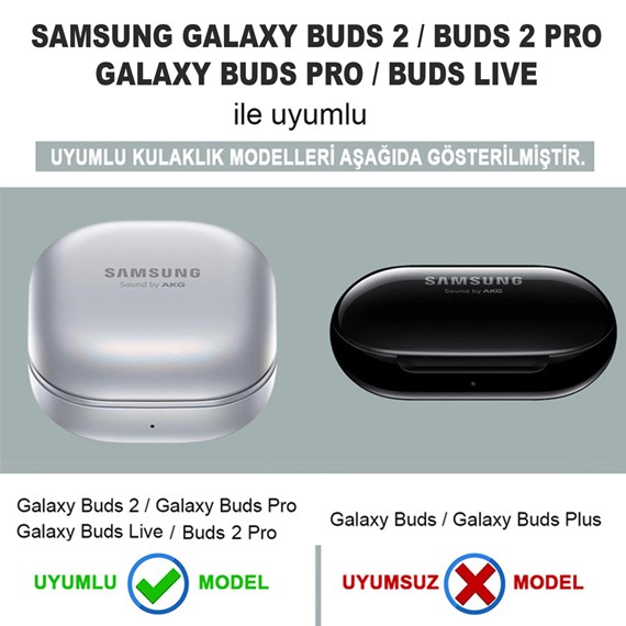 Microsonic Samsung Galaxy Buds 2 Kılıf Darbeye Dayanıklı Sert Koruyucu Askılık Beyaz 3