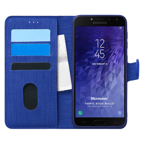 Microsonic Samsung Galaxy J4 Kılıf Fabric Book Wallet Lacivert 1