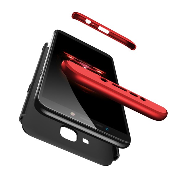 Microsonic Samsung Galaxy J4 Plus Kılıf Double Dip 360 Protective Kırmızı 3