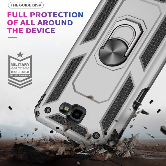 Microsonic Samsung Galaxy J4 Plus Kılıf Military Ring Holder Gümüş 3
