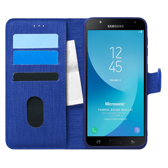 Microsonic Samsung Galaxy J7 Core Kılıf Fabric Book Wallet Lacivert 1