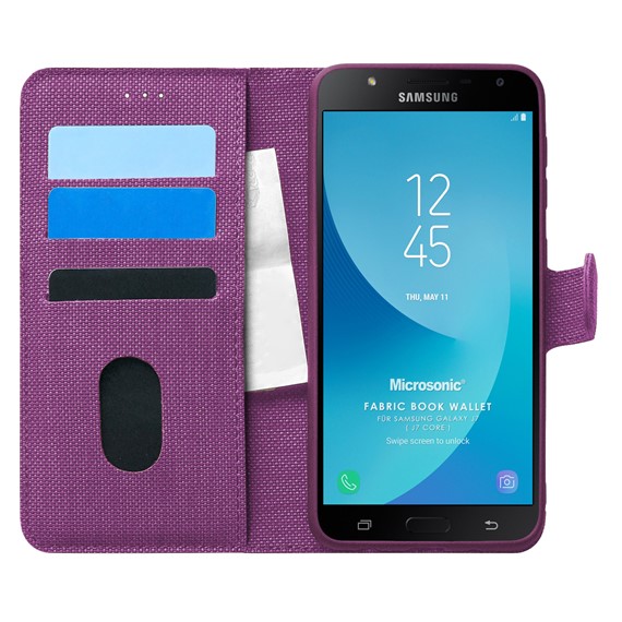Microsonic Samsung Galaxy J7 Core Kılıf Fabric Book Wallet Mor 1