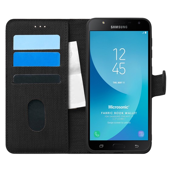 Microsonic Samsung Galaxy J7 Core Kılıf Fabric Book Wallet Siyah 1