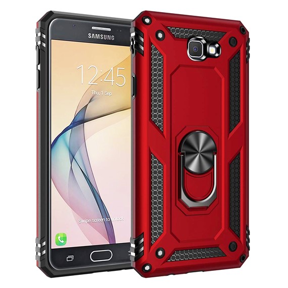 Microsonic Samsung Galaxy J7 Prime 2 Kılıf Military Ring Holder Kırmızı 1