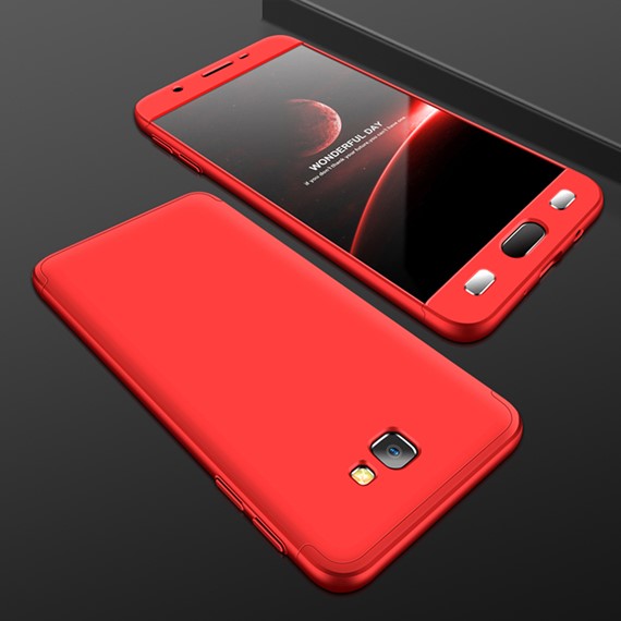 Microsonic Samsung Galaxy J7 Prime Kılıf Double Dip 360 Protective Kırmızı 3