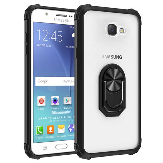 Microsonic Samsung Galaxy J7 Prime 2 Kılıf Grande Clear Ring Holder Siyah 1