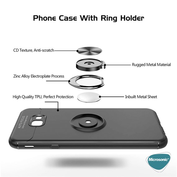 Microsonic Samsung Galaxy J7 Prime 2 Kılıf Kickstand Ring Holder Kırmızı 5