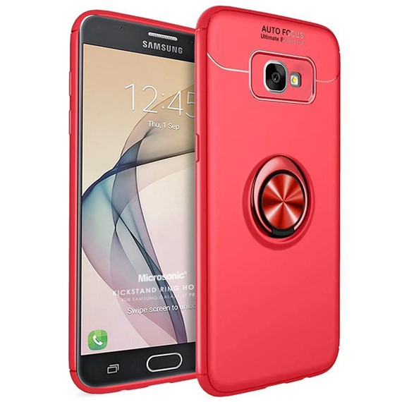 Microsonic Samsung Galaxy J7 Prime Kılıf Kickstand Ring Holder Kırmızı 1