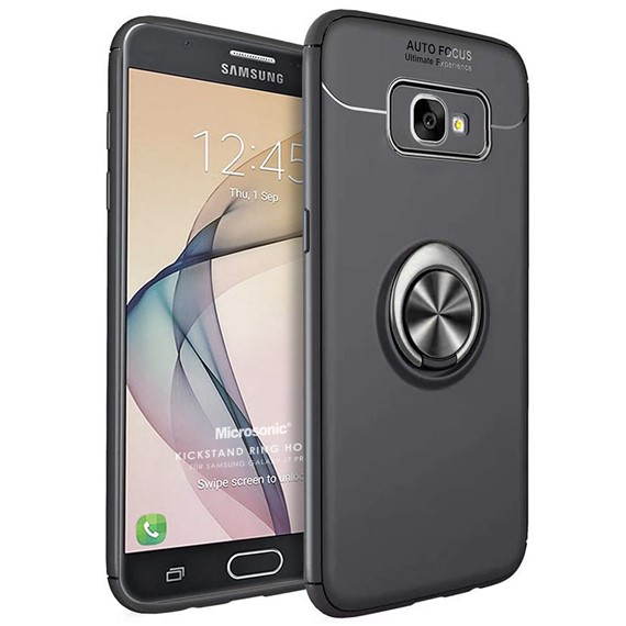 Microsonic Samsung Galaxy J7 Prime Kılıf Kickstand Ring Holder Siyah 1
