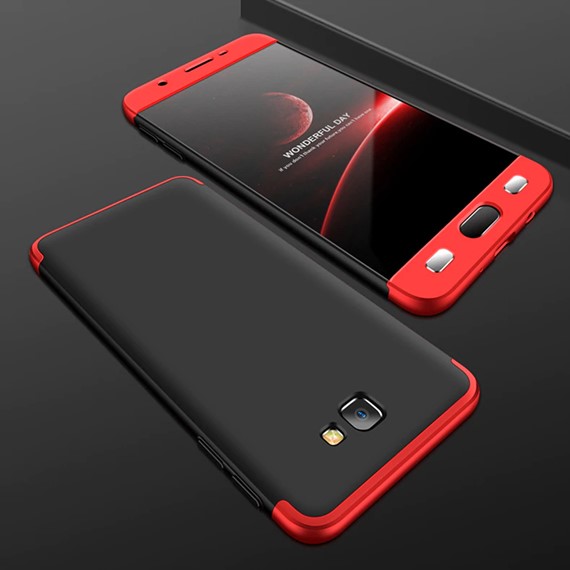 Microsonic Samsung Galaxy J7 Prime 2 Kılıf Double Dip 360 Protective Siyah Kırmızı 3