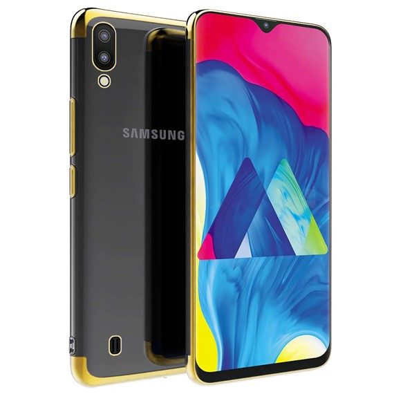 Microsonic Samsung Galaxy M10 Kılıf Skyfall Transparent Clear Gold 1