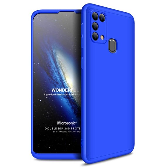 Microsonic Samsung Galaxy M31 Kılıf Double Dip 360 Protective Mavi 1