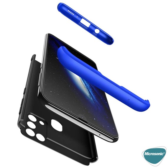 Microsonic Samsung Galaxy M31 Kılıf Double Dip 360 Protective Siyah Mavi 3