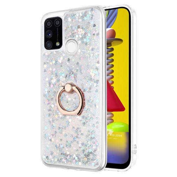 Microsonic Samsung Galaxy M31 Kılıf Glitter Liquid Holder Gümüş 1