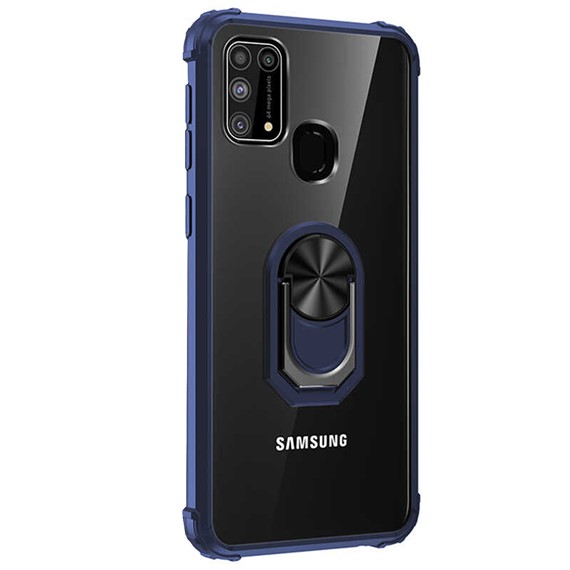 Microsonic Samsung Galaxy M31 Kılıf Grande Clear Ring Holder Lacivert 2