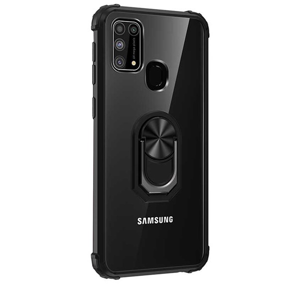 Microsonic Samsung Galaxy M31 Kılıf Grande Clear Ring Holder Siyah 2