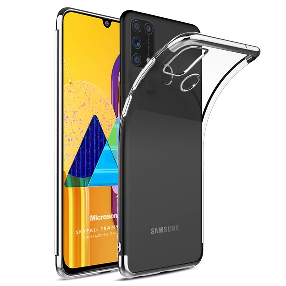 Microsonic Samsung Galaxy M31 Kılıf Skyfall Transparent Clear Gümüş 1
