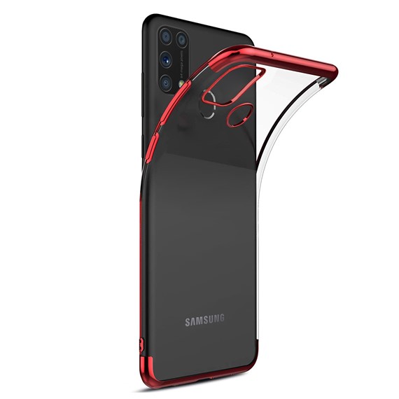 Microsonic Samsung Galaxy M31 Kılıf Skyfall Transparent Clear Kırmızı 2
