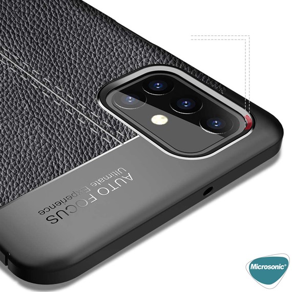 Microsonic Samsung Galaxy M51 Kılıf Deri Dokulu Silikon Lacivert 5